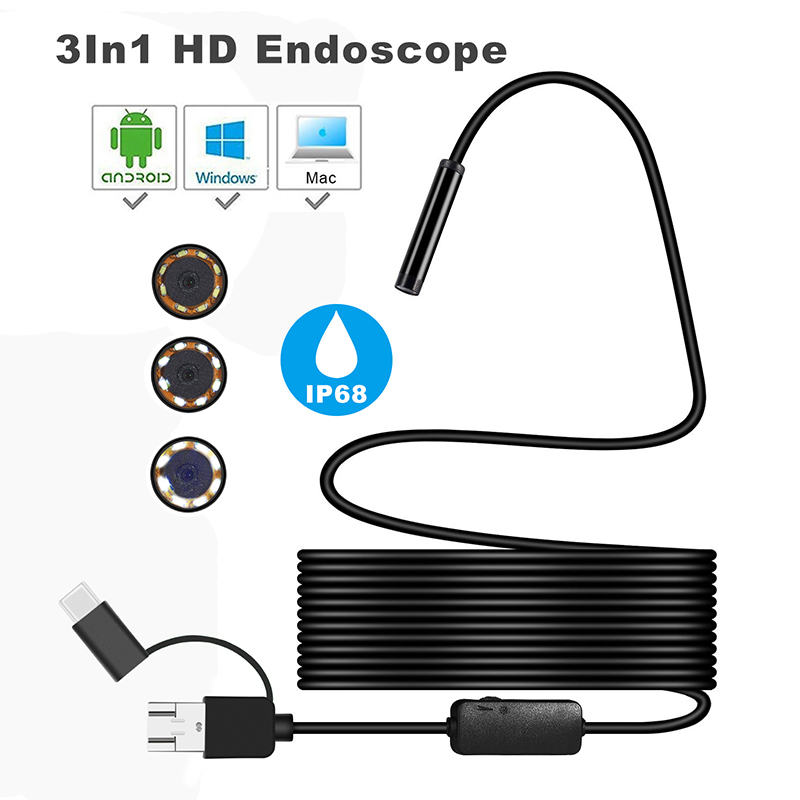 Y101 8mm 3 in 1 USB Endoscope Camera