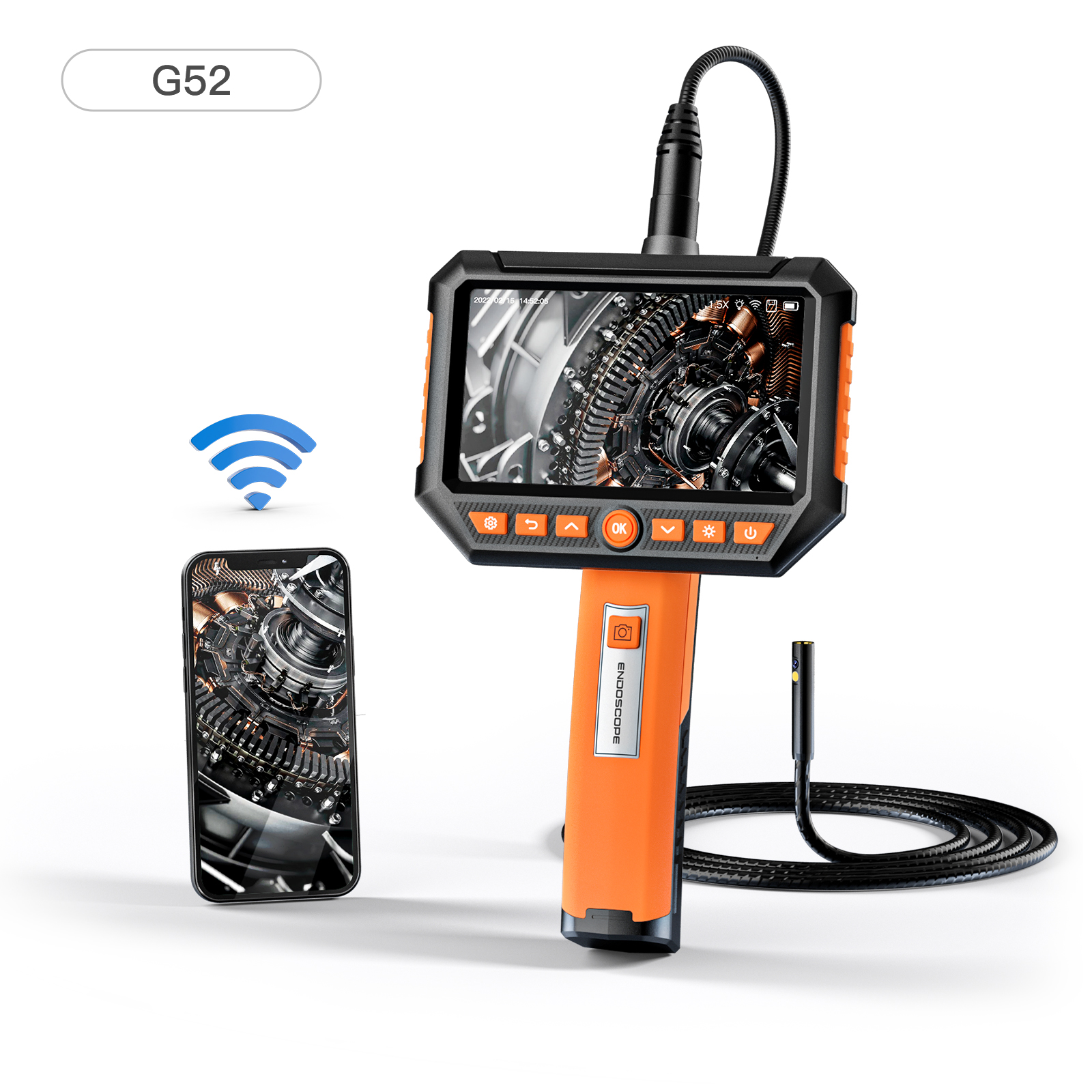 ANESOK G52 5inch 1080P HD Triple Lens Borescope