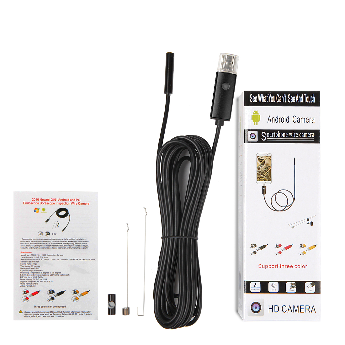 Endoscope USB 6 LED 8.5mm 5M 2MP Caméra d'inspection Endoscope