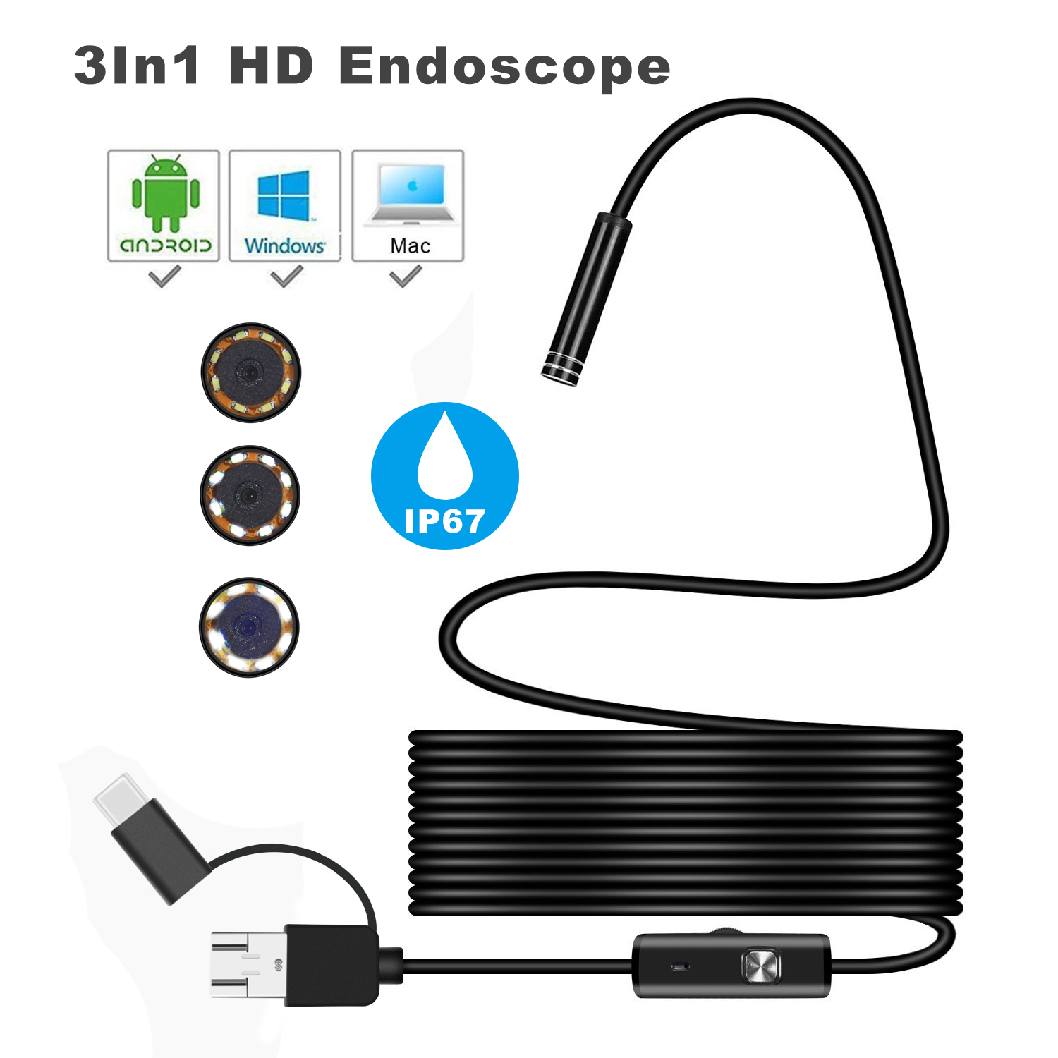 Gasiashop - INSKAM113 - TELECAMERA CON SONDA ENDOSCOPICA DA 5 METRI MONITOR  LCD 4.3 FULL HD 1080P 2 MEGAPIXEL REGISTRA FOTO E VIDEO SU SD CARD  IMPERMEABILE IP67