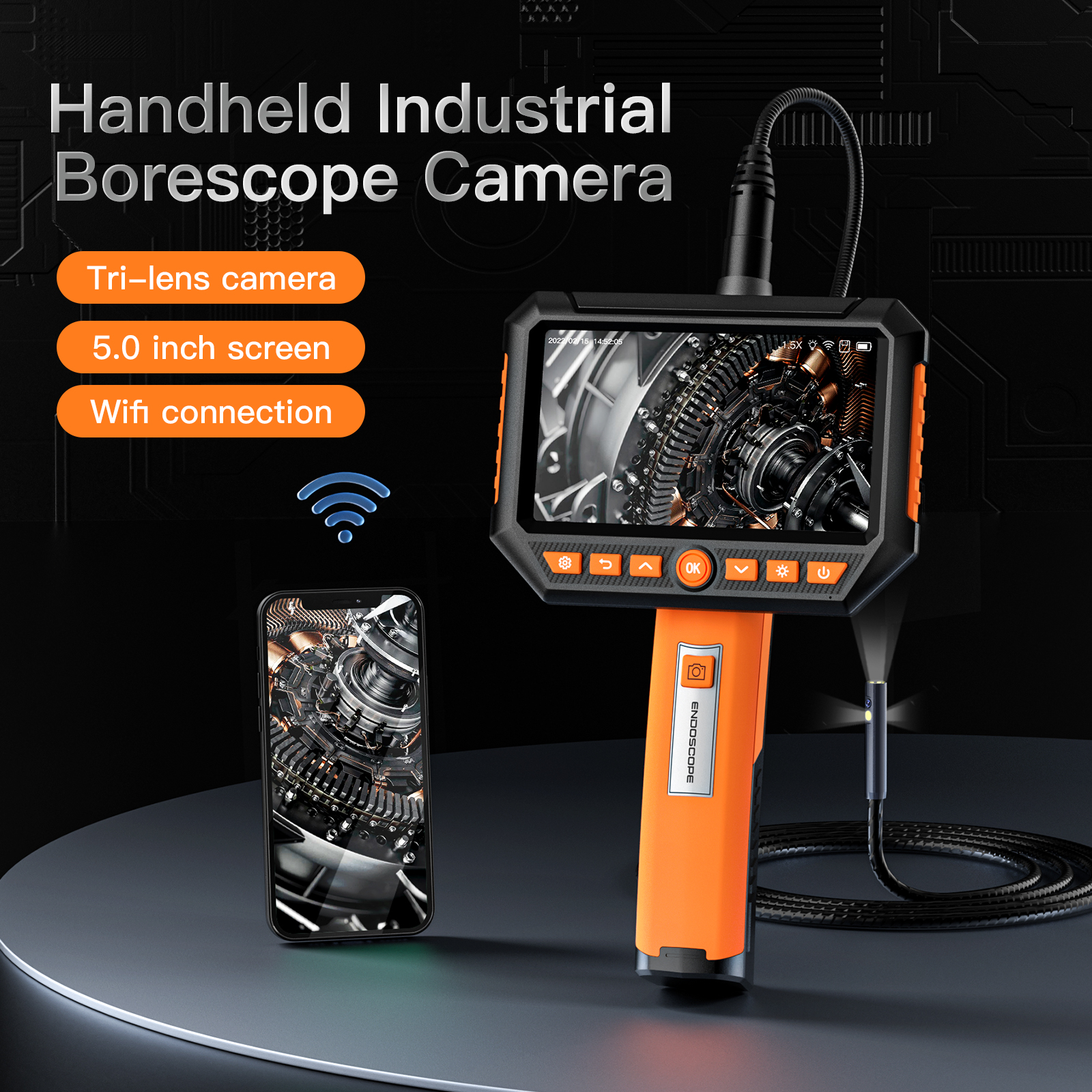 Anesok G52 OLED 1080P WiFi Endoscope Industriel