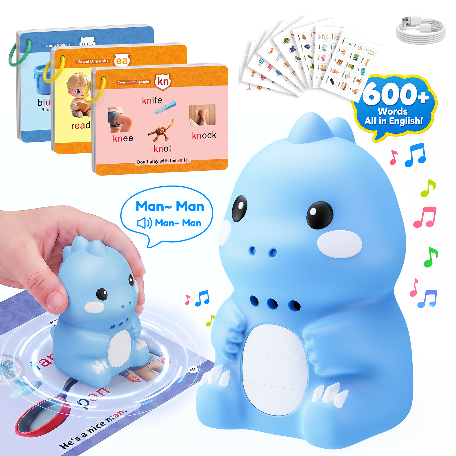DB02 Educational Toy Talking Flashcard Dinosaur Talking Pen With Phonics Cards for Toddler